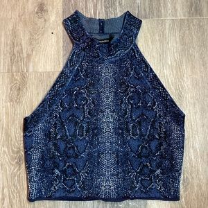 BCBGMAXAZRIA Snake Skin Sleeveless Crop Top